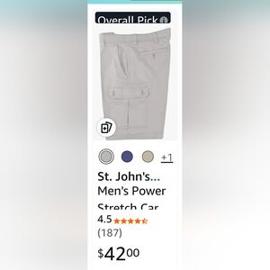 St. John's Bay Men's Cargo Shorts Size 38 -1 Pair Black And 1pair White